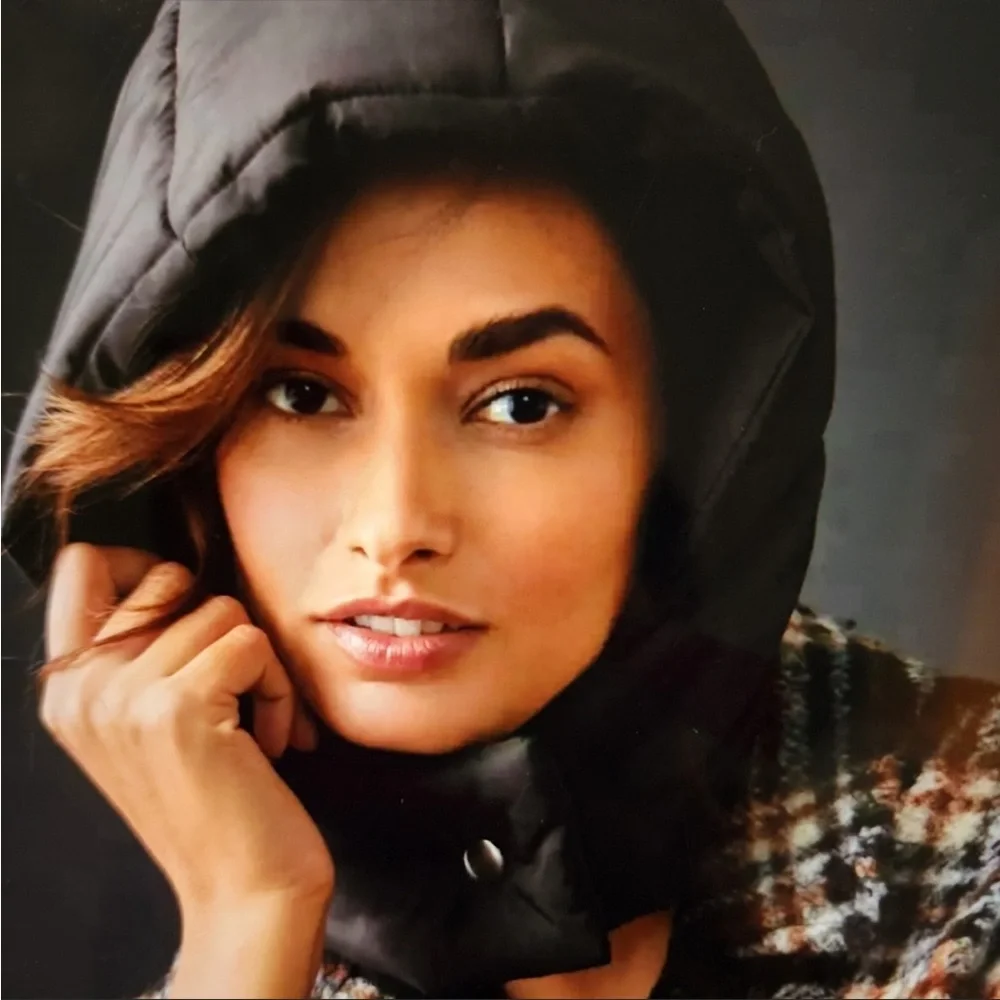 Anthropologie  Mauve  Black Puffer  Hoodie